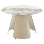 ΤΡΑΠΕΖΙ ΤΡΑΠΕΖΑΡΙΑΣ ΣΤΡΟΓΓΥΛΟ SEDAR LH10.18326 ΚΕΡΑΜΙΚΟ TOP--ΚΡΕΜ ΜΕΤΑΛ.ΠΟΔΙΑ Φ120x78Υ