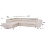 ΓΩΝΙΑΚΟΣ ΚΑΝΑΠΕΣ-ΚΡΕΒΑΤΙ ΜΕ ΑΠΟΘ.ΧΩΡΟ ENCORE LH10.3301.03L ΜΠΕΖ ΥΦΑΣΜΑ 285x205x90Υεκ. - Image 2