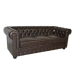 ΚΑΝΑΠΕΣ 3ΘΕΣΙΟΣ T.CHESTERFIELD LH10.3009.01 ΤΕΧΝΟΔΕΡΜΑ ΣΚΟΥΡΟ ΚΑΦΕ 208x90x73Υ εκ.