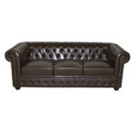 ΚΑΝΑΠΕΣ 3ΘΕΣΙΟΣ T.CHESTERFIELD LH10.3009.01 ΤΕΧΝΟΔΕΡΜΑ ΣΚΟΥΡΟ ΚΑΦΕ 208x90x73Υ εκ. - Image 2