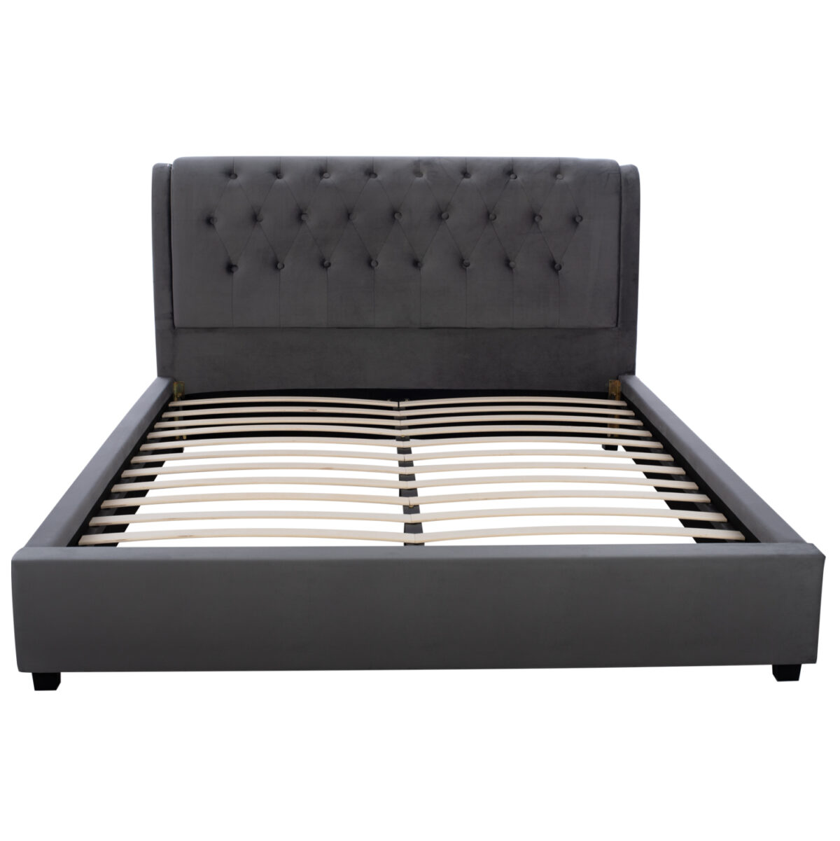 ΚΡΕΒΑΤΙ ODALYS 150X200 ΒΕΛΟΥΔΟ ΥΦΑΣΜΑ ΓΚΡΙ LH10.549.11 164x223x100 εκ. - Image 4