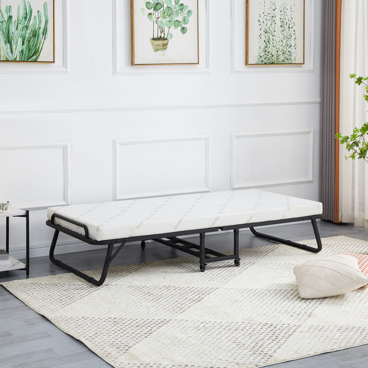 krebati-rantzo-me-stroma-fb969101-metall ΚΡΕΒΑΤΙ-ΡΑΝΤΖΟ ΜΕ ΣΤΡΩΜΑ NETTI LH10.691.01 ΜΕΤΑΛΛΙΚΟ ΜΑΥΡΟ ΜΑΤ 190x76x30Υεκ. - Image 1