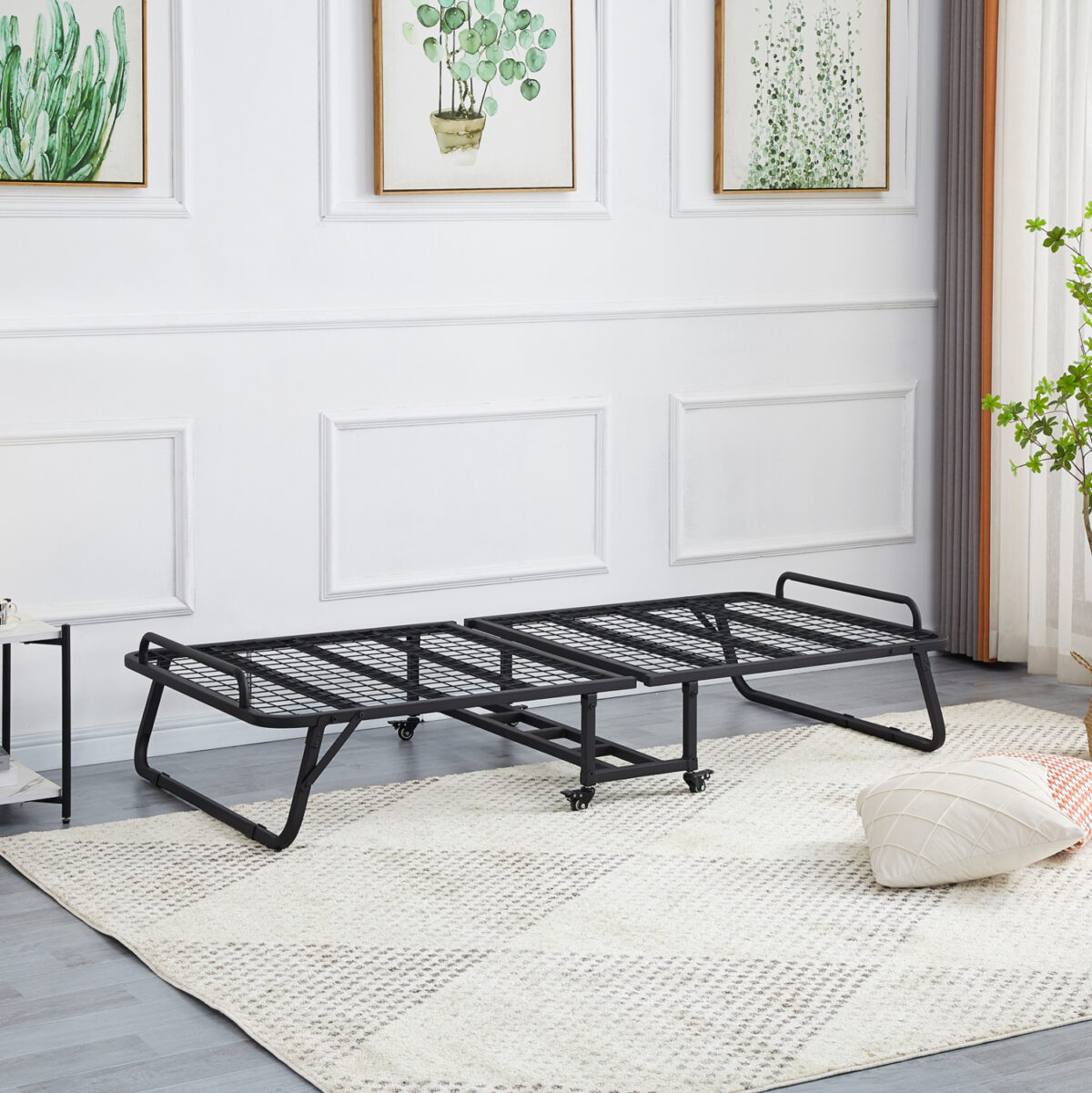 ΚΡΕΒΑΤΙ-ΡΑΝΤΖΟ ΜΕ ΣΤΡΩΜΑ NETTI LH10.691.01 ΜΕΤΑΛΛΙΚΟ ΜΑΥΡΟ ΜΑΤ 190x76x30Υεκ. - Image 3