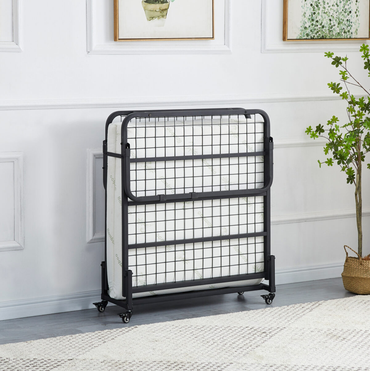 ΚΡΕΒΑΤΙ-ΡΑΝΤΖΟ ΜΕ ΣΤΡΩΜΑ NETTI LH10.691.01 ΜΕΤΑΛΛΙΚΟ ΜΑΥΡΟ ΜΑΤ 190x76x30Υεκ. - Image 4