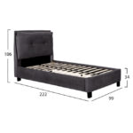 ΚΡΕΒΑΤΙ RILEY 90x200 εκ. ΜΕ ΥΦΑΣΜΑ ΒΕΛΟΥΔΟ ΓΚΡΙ LH10.561.01 - Image 3