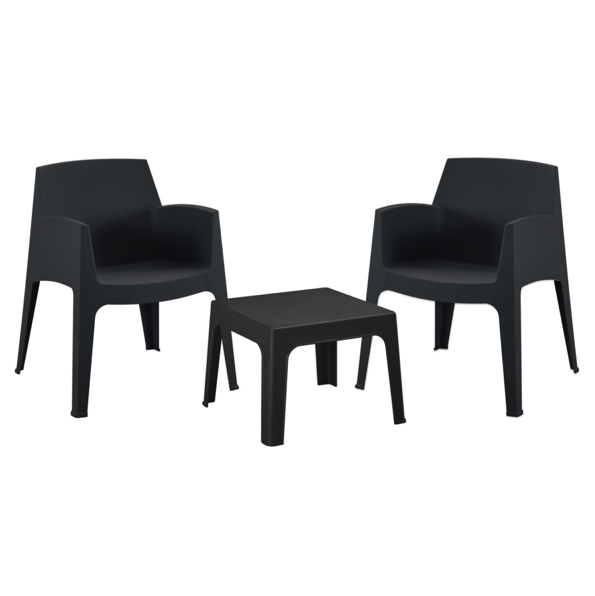 set-lounge-polypropylenioy-fb92126702-tr ΣΕΤ 3ΤΜΧ ΠΟΛΥΠΡΟΠΥΛΕΝΙΟΥ SLEEK LH10.21267.02 ΤΡΑΠΕΖΑΚΙ & 2 ΠΟΛΥΘΡΟΝΕΣ-ΜΑΥΡΟ - Image 1