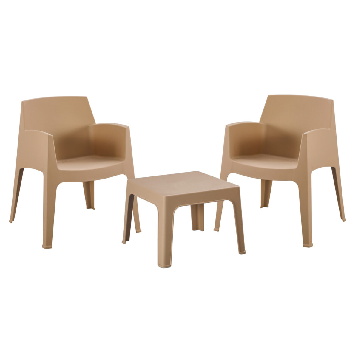 set-lounge-polypropylenioy-fb92126703-tr ΣΕΤ 3ΤΜΧ ΠΟΛΥΠΡΟΠΥΛΕΝΙΟΥ SLEEK LH10.21267.03 ΤΡΑΠΕΖΑΚΙ & 2 ΠΟΛΥΘΡΟΝΕΣ-ΚΑΠΟΥΤΣΙΝΟ - Image 1