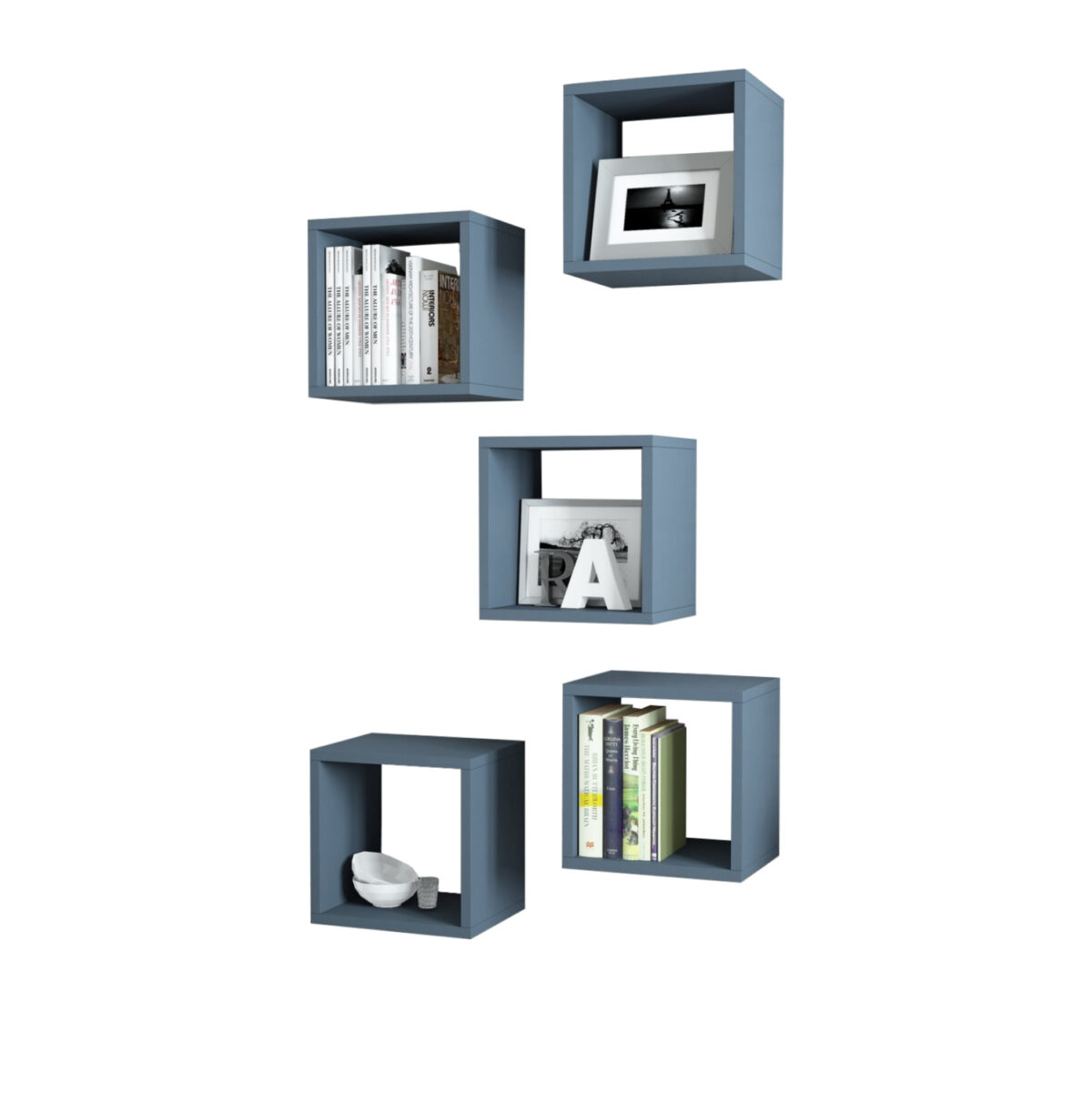 set-rafia-toichoy-5tmch-melaminis-fb9951 ΣΕΤ ΡΑΦΙΑ ΤΟΙΧΟΥ 5ΤΜΧ ΜΕΛΑΜΙΝΗΣ LH10.9519.05 ΜΠΛΕ 30x30x24Y εκ. - Image 1