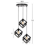ΦΩΤΙΣΤΙΚΟ ΟΡΟΦΗΣ ΚΡΕΜΑΣΤΟ LH10.4036 3 ΚΥΒΟΙ ΜΑΥΡΟ ΜΕΤΑΛΛΟ Φ23x122Yεκ. - Image 2