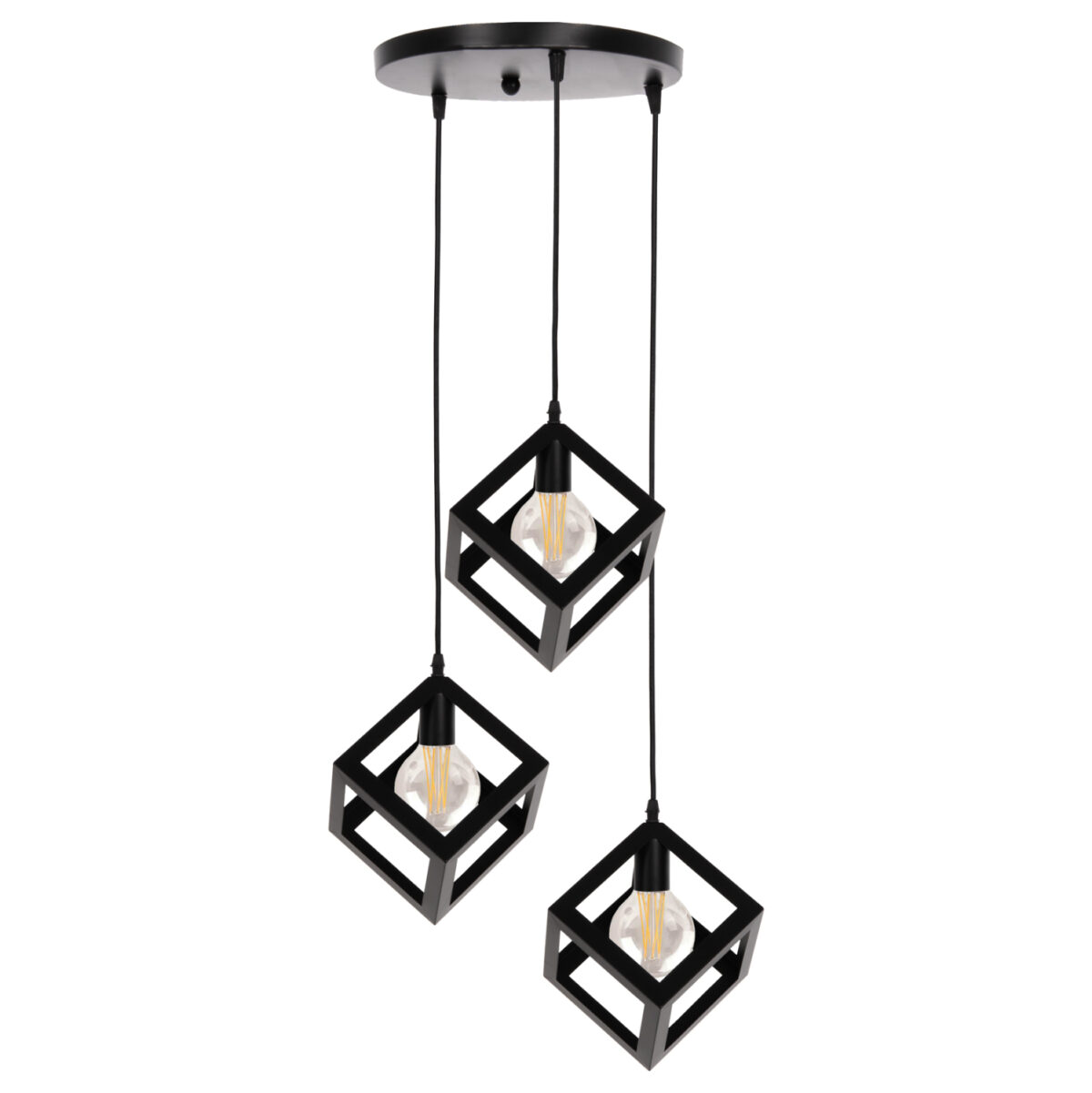 ΦΩΤΙΣΤΙΚΟ ΟΡΟΦΗΣ ΚΡΕΜΑΣΤΟ LH10.4036 3 ΚΥΒΟΙ ΜΑΥΡΟ ΜΕΤΑΛΛΟ Φ23x122Yεκ. - Image 1