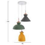 ΦΩΤΙΣΤΙΚΟ ΟΡΟΦΗΣ ΚΡΕΜΑΣΤΟ LH10.4141 3-ΦΩΤΟ ΜΕΤΑΛΛΟ-ΞΥΛΟ ΠΟΛΥΧΡΩΜΟ 105Υεκ. - Image 2