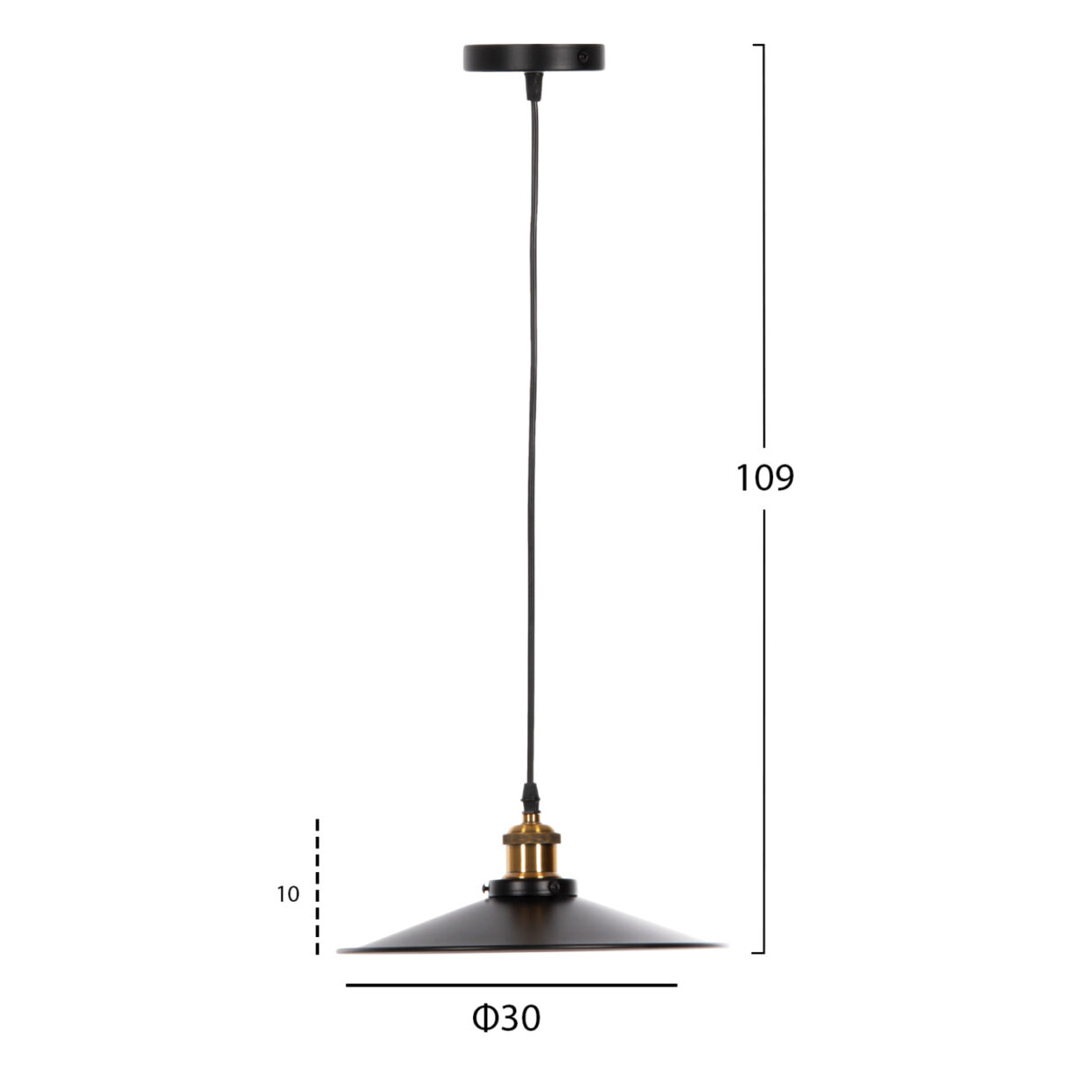 ΦΩΤΙΣΤΙΚΟ ΟΡΟΦΗΣ ΚΡΕΜΑΣΤΟ LH10.4162 ΜΑΥΡΟ ΜΕΤΑΛΛΟ-ΧΡΥΣΗ ΛΕΠΤΟΜΕΡΕΙΑ Φ30x109Υεκ - Image 2