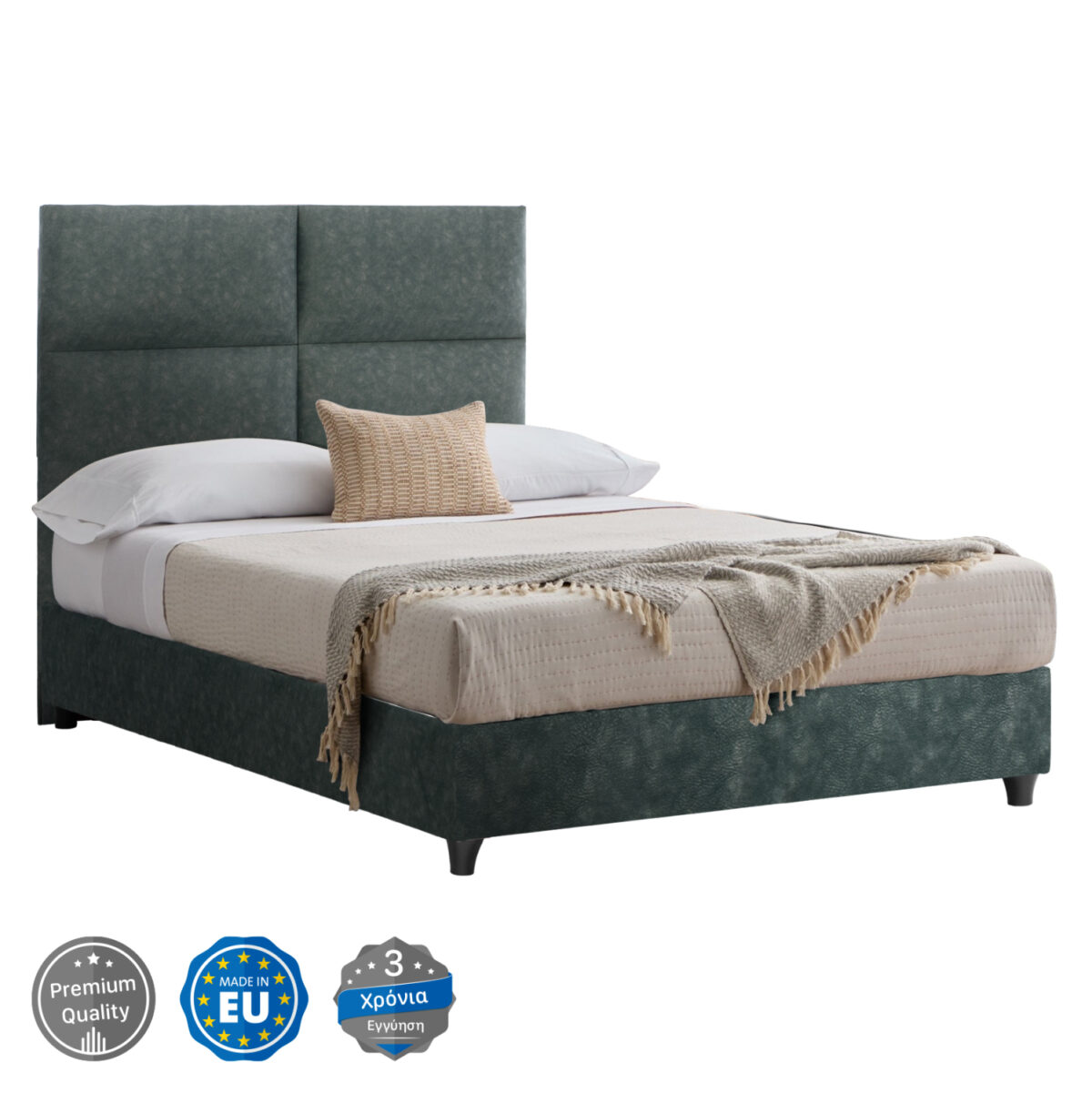 ΚΡΕΒΑΤΙ MILO ΑΠΟ ΠΡΑΣΙΝΟ ΥΦΑΣΜΑ τύπου NUBUCK LH10.646.27 ΓΙΑ ΣΤΡΩΜΑ 120x200 εκ. - Image 2