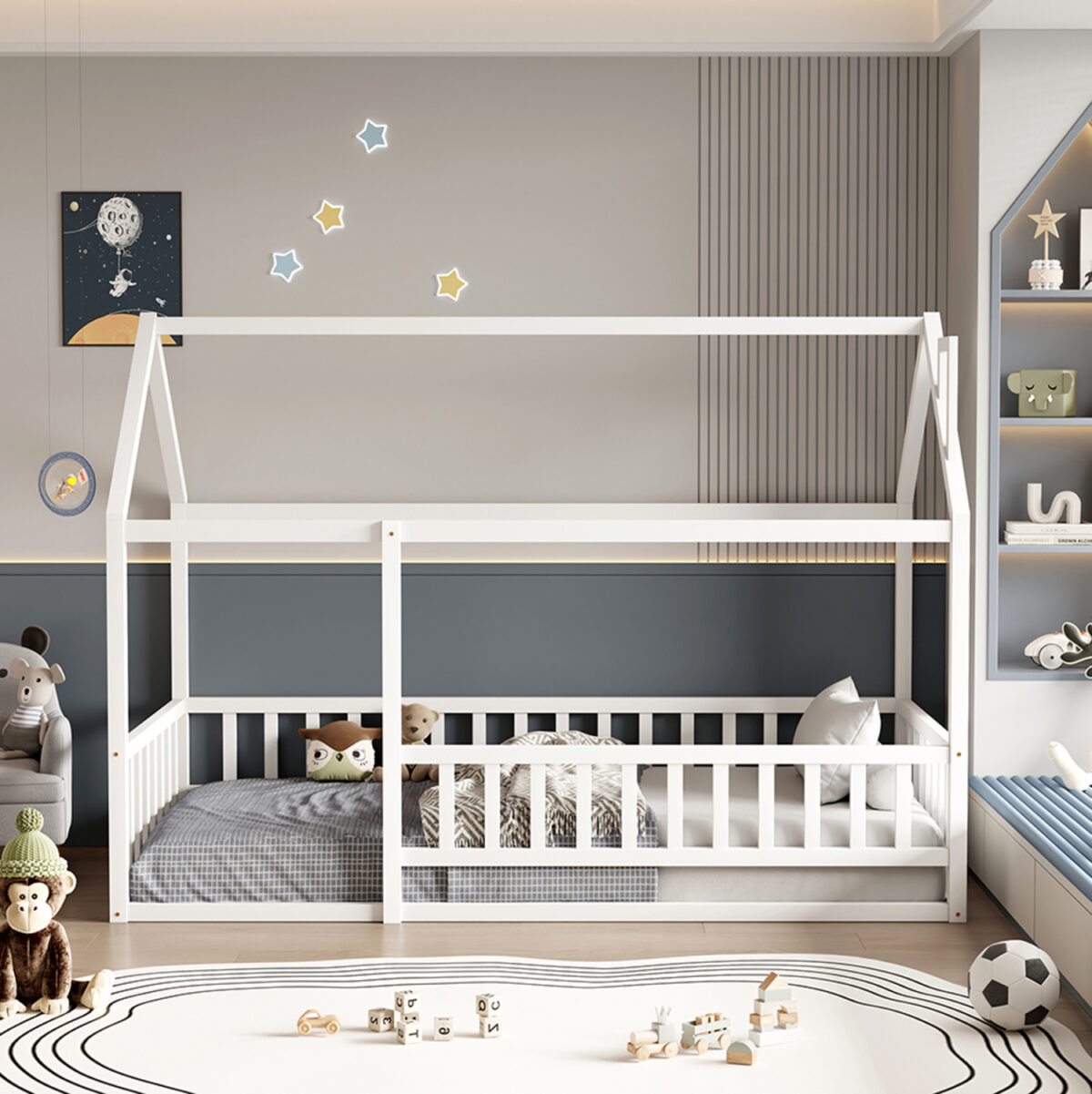 ΚΡΕΒΑΤΙ ΠΑΙΔΙΚΟ ΜΕ ΚΑΓΚΕΛΟ HOUSER LH10.706.03 τ.MONTESSORI ΞΥΛΟ ΠΕΥΚΟ ΛΕΥΚΟ-190x90εκ - Image 2