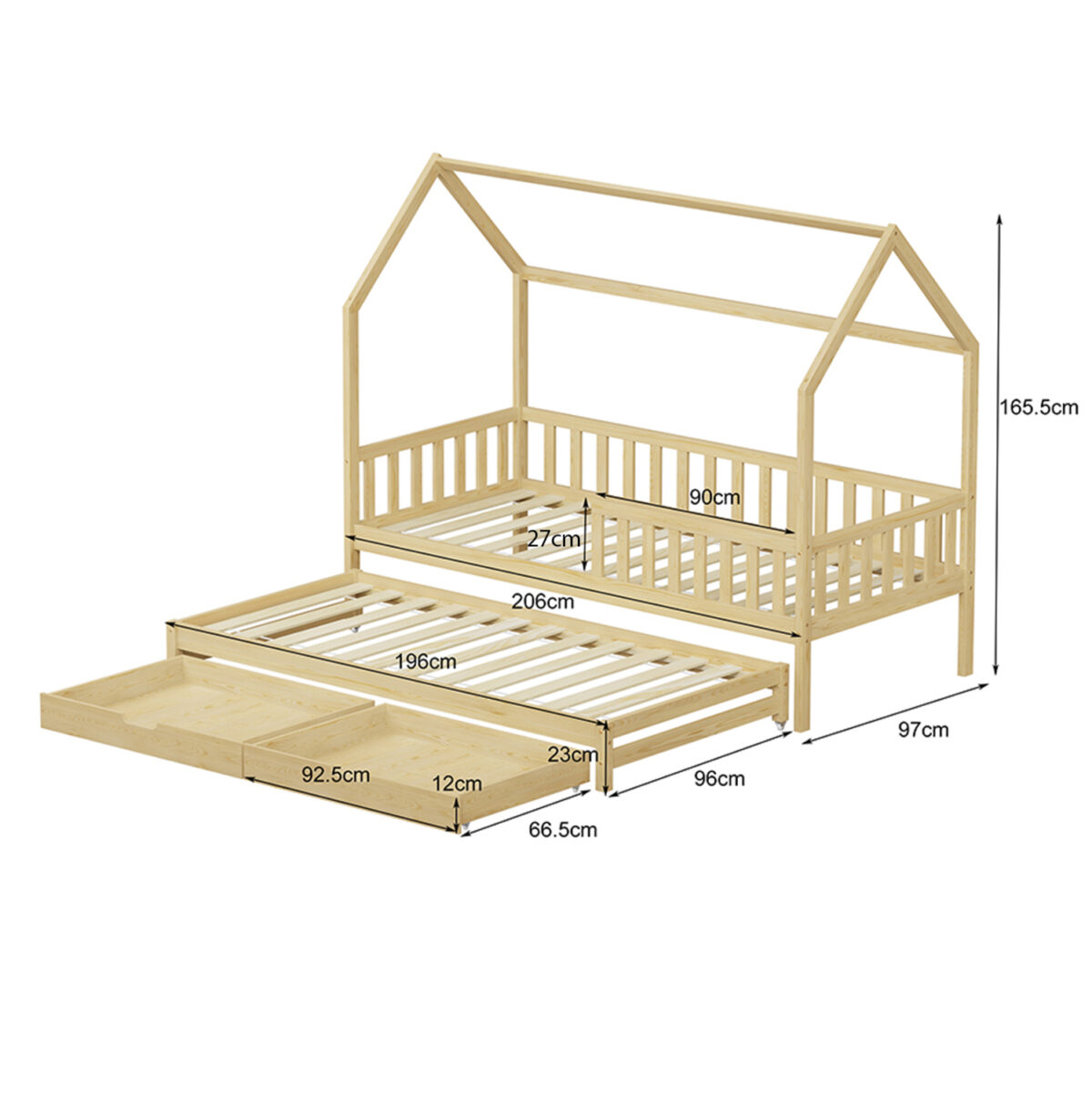 ΠΑΙΔΙΚΟ ΚΡΕΒΑΤΙ 3 ΣΕ 1 PHYLLIS LH10.723.01 ΞΥΛΟ ΠΕΥΚΟΥ ΦΥΣΙΚΟ 206x97x166Υεκ. - Image 6