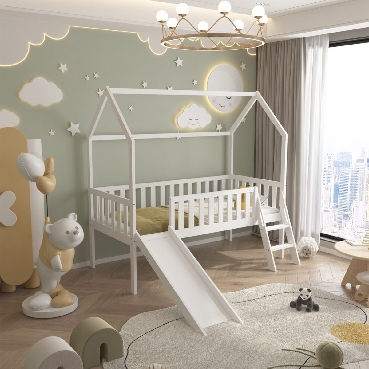 ΠΑΙΔΙΚΟ ΚΡΕΒΑΤΙ τ.MONTESSORI ΜΕ ΤΣΟΥΛΗΘΡΑ PHYLLIS LH10.701.03 ΞΥΛΟ ΠΕΥΚΟΥ ΛΕΥΚΟ ΓΙΑ 90x190εκ - Image 1