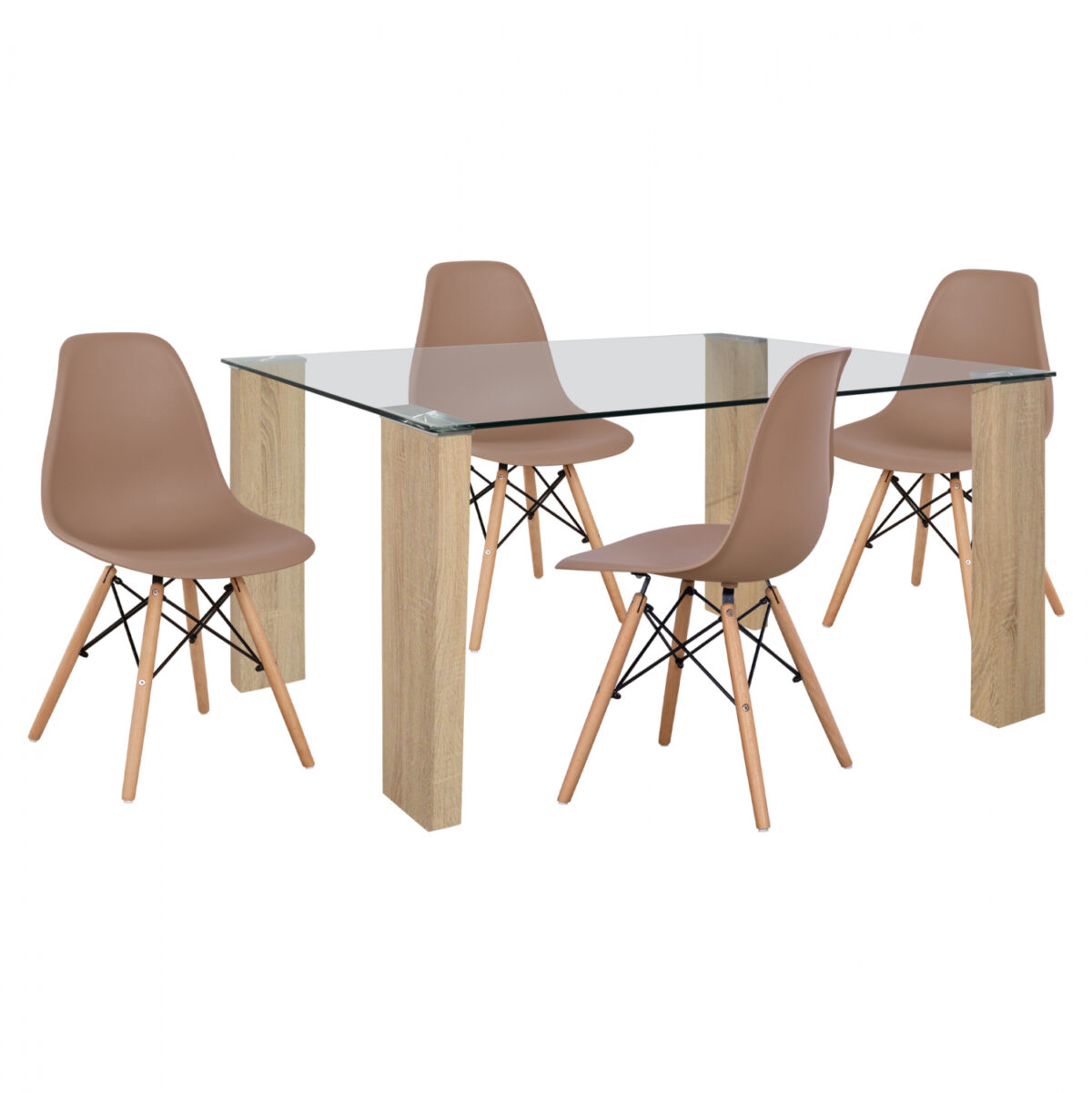 ΣΕΤ ΤΡΑΠΕΖΑΡΙΑ 5ΤΜΧ ΜΕ ΤΡΑΠΕΖΙ MORGAN 140Χ80X75 & ΚΑΡΕΚΛΕΣ TWIST ΚΑΠΟΥΤΣΙΝΟ LH10.11406 - Image 1