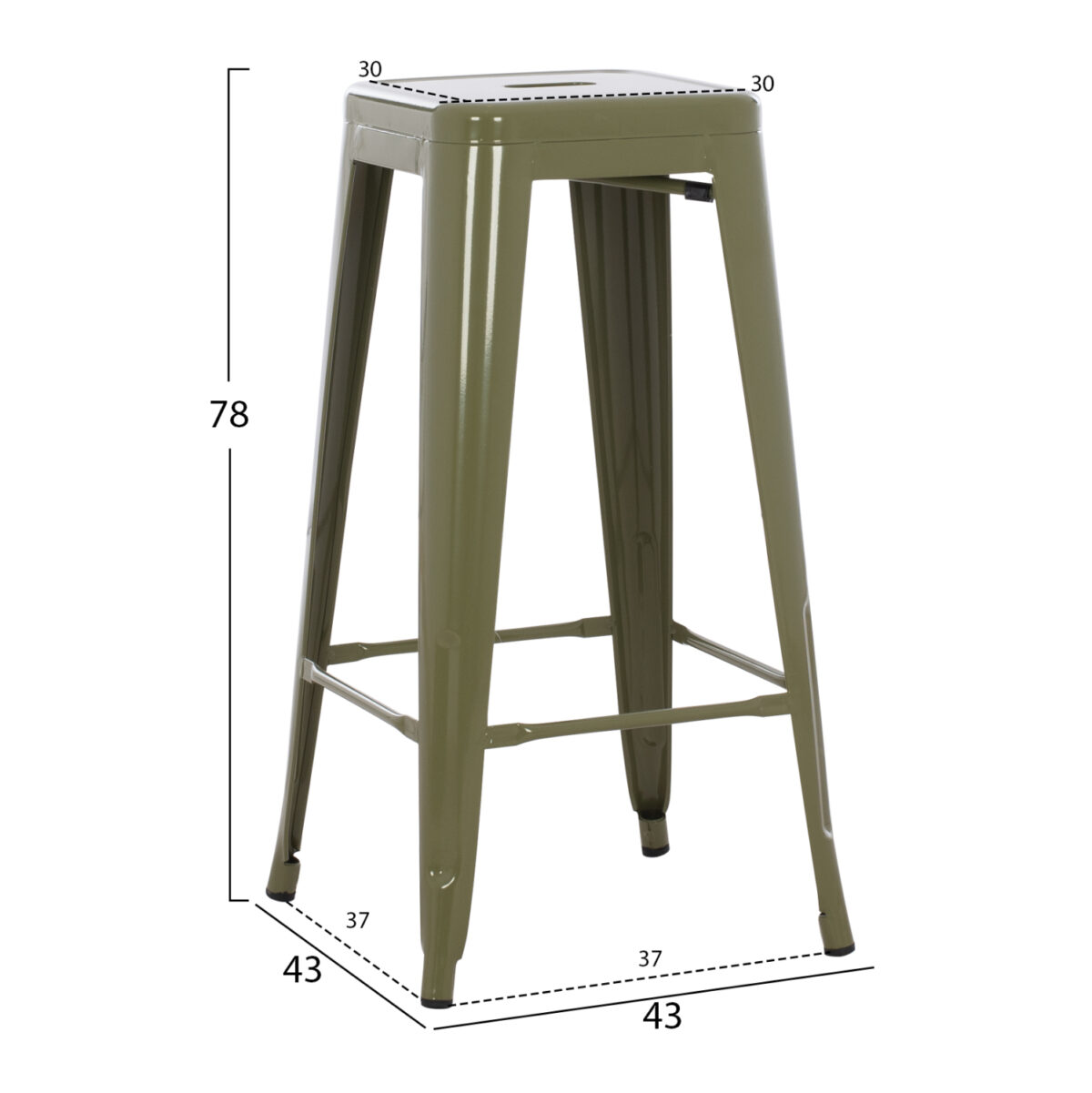 ΣΚΑΜΠΟ BAR ΜΕΤΑΛΛΙΚΟ MELITA ΣΕ DARK OLIVE GREEN LH10.8642.03 43x43x78 εκ. - Image 2