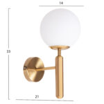 ΑΠΛΙΚΑ ΤΟΙΧΟΥ HOMY LH10.4470 ΜΕΤΑΛΛΙΚΗ ΒΑΣΗ ΧΡΥΣΗ-ΓΥΑΛΙ [Ε27] 14x21x33Υεκ. - Image 2