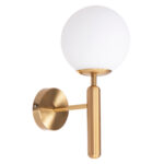 ΑΠΛΙΚΑ ΤΟΙΧΟΥ HOMY LH10.4470 ΜΕΤΑΛΛΙΚΗ ΒΑΣΗ ΧΡΥΣΗ-ΓΥΑΛΙ [Ε27] 14x21x33Υεκ.