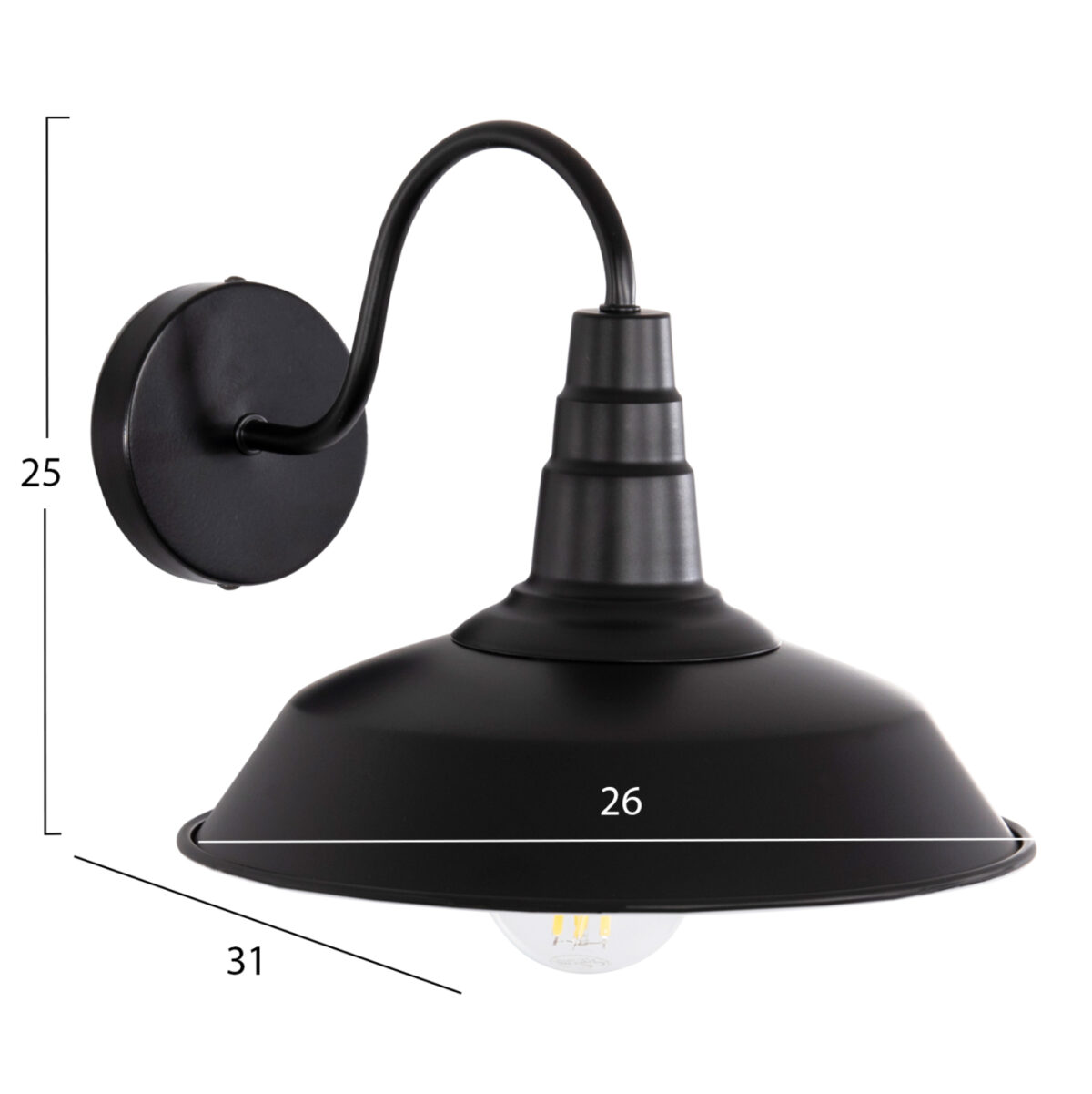 ΑΠΛΙΚΑ ΤΟΙΧΟΥ DONO LH10.4478 ΜΕΤΑΛΛΟ ΣΕ ΜΑΥΡΟ 26x31x25Υεκ. - Image 2