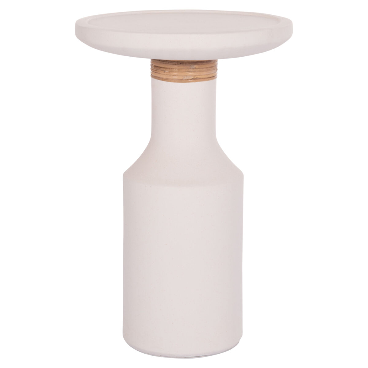 ΒΟΗΘΗΤΙΚΟ ΤΡΑΠΕΖΙ TRED(T) LH10.18169.02 FIBER CEMENT ΛΕΥΚΟ-ΦΥΣΙΚΟ RATTAN--Φ40x61Υεκ. - Image 1