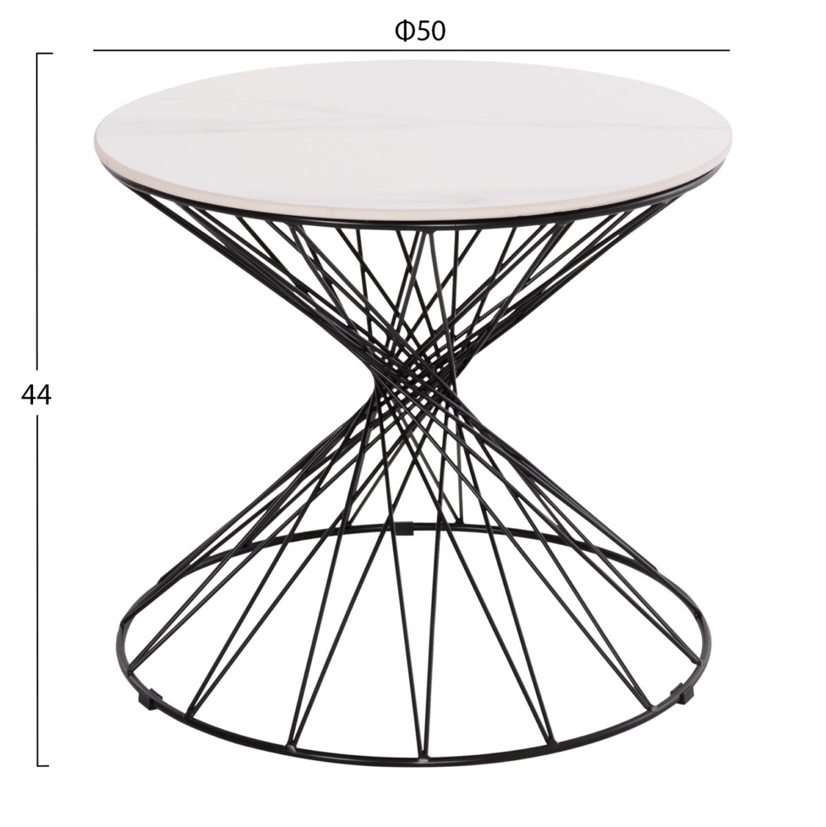 ΒΟΗΘΗΤΙΚΟ ΤΡΑΠΕΖΙ ΣΑΛΟΝΙΟΥ GRESAM LH10.18039.01 ΚΕΡΑΜΙΚΟ TOP-ΜΕΤΑΛΛΟ Φ50x44Υεκ. - Image 2