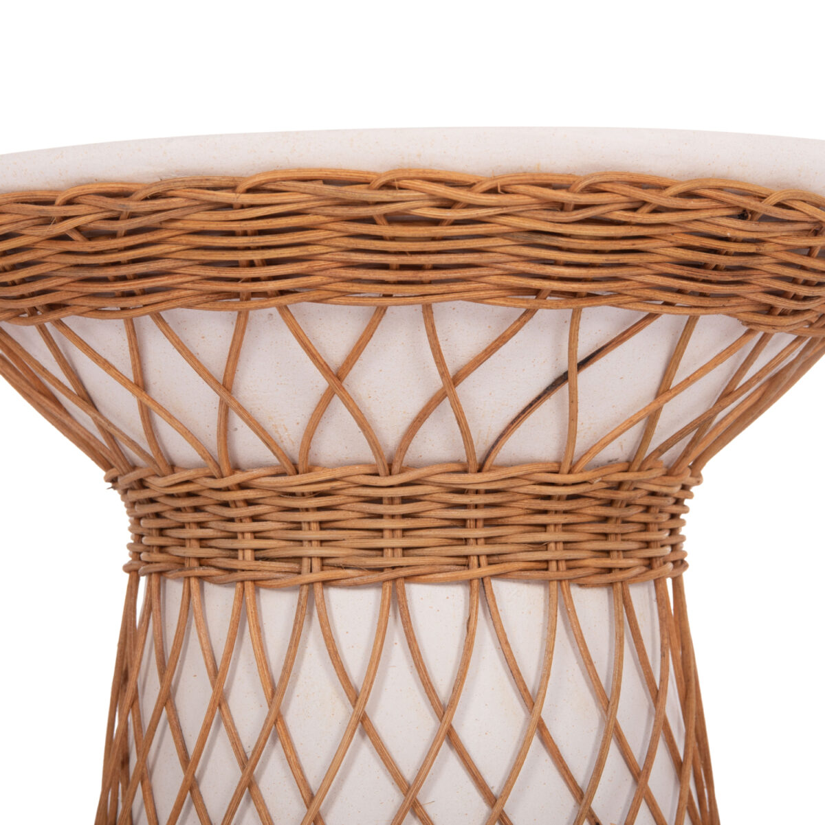 ΒΟΗΘΗΤΙΚΟ ΤΡΑΠΕΖΙ ΣΤΡΟΓΓΥΛΟ DELIA LH10.18167.02 FIBER CEMENT ΛΕΥΚΟ & RATTAN Φ40x45Υεκ - Image 5