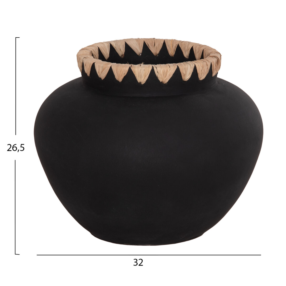 ΔΙΑΚΟΣΜΗΤΙΚΟ ΒΑΖΟ RENTON(L) LH10.4370 ΤΕΡΑΚΟΤΑ ΜΑΥΡH-ΠΛΕΞΗ ΨΑΘΑΣ ΣΤΟ ΣΤΟΜΙΟ Φ32x26,5Υεκ. - Image 2