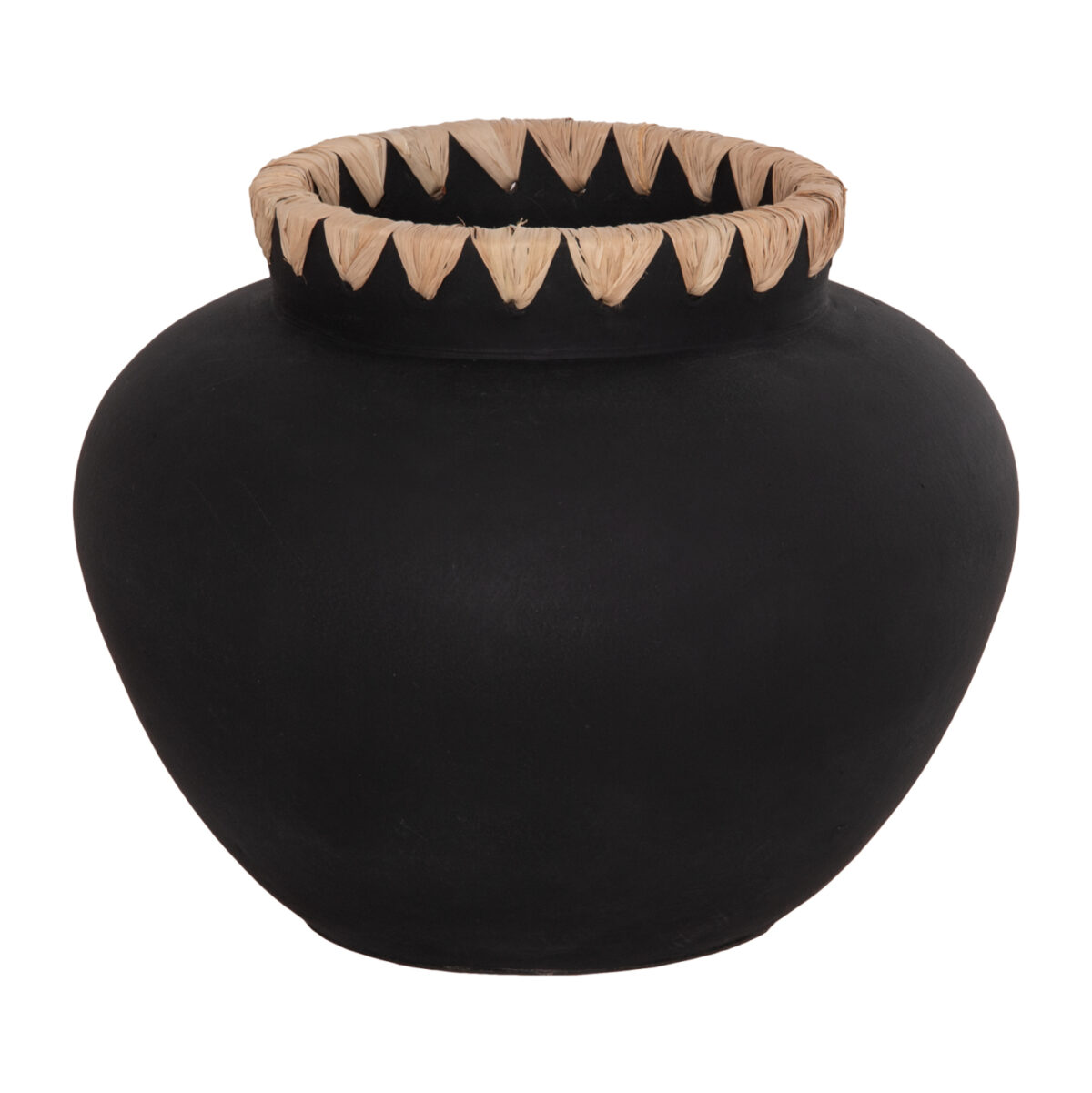 diakosmitiko-bazo-fb94370-terakota-mayrh ΔΙΑΚΟΣΜΗΤΙΚΟ ΒΑΖΟ RENTON(L) LH10.4370 ΤΕΡΑΚΟΤΑ ΜΑΥΡH-ΠΛΕΞΗ ΨΑΘΑΣ ΣΤΟ ΣΤΟΜΙΟ Φ32x26,5Υεκ. - Image 1