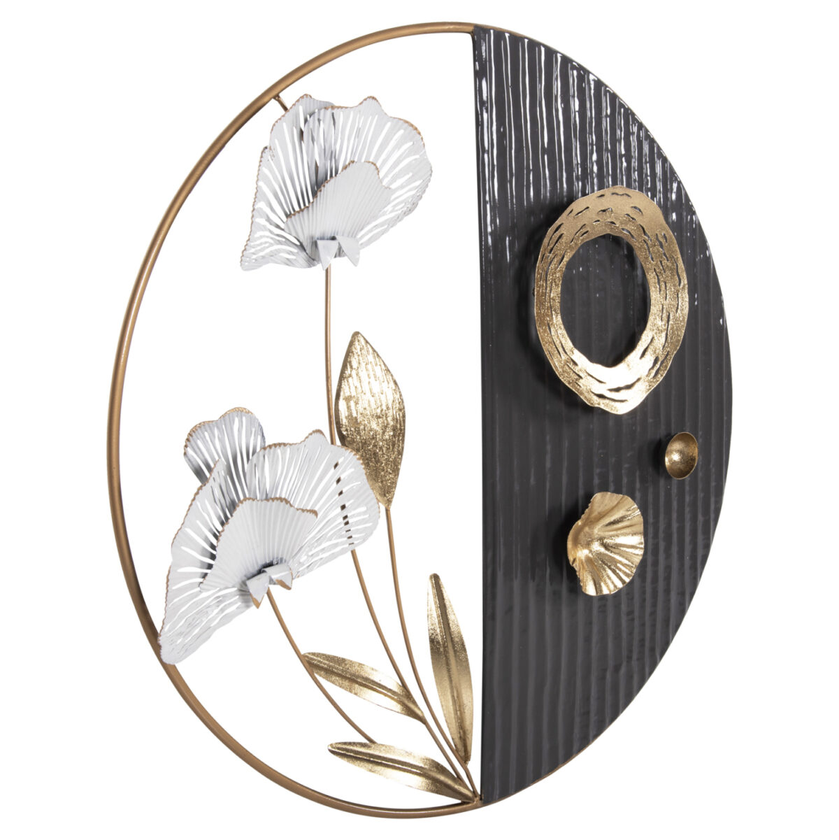 ΔΙΑΚΟΣΜΗΤΙΚΟ ΤΟΙΧΟΥ ΣΤΡΟΓΓΥΛΟ LH10.4202 ΜΕΤΑΛΛΟ ΣΕ ΧΡΥΣΟ-ΜΑΥΡΟ-ΛΕΥΚΟ Φ60εκ - Image 1