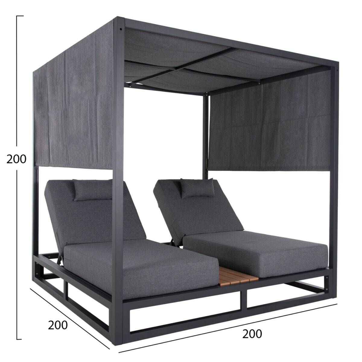 ΔΙΠΛΗ ΞΑΠΛΩΣΤΡΑ ΑΛΟΥΜΙΝΙΟΥ ΠΑΡΑΛΙΑΣ ΜΕ ΣΚΙΑΣΤΡΟ ΚΥΒΟΣ GALLANT LH10.6097.01 ΓΚΡΙ 2x2x2μ - Image 2