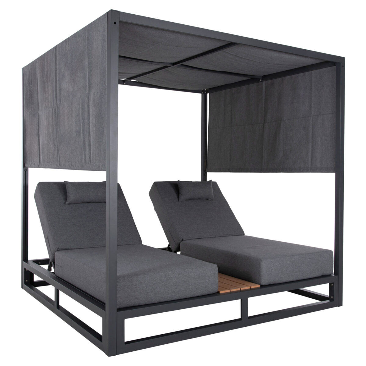 ΔΙΠΛΗ ΞΑΠΛΩΣΤΡΑ ΑΛΟΥΜΙΝΙΟΥ ΠΑΡΑΛΙΑΣ ΜΕ ΣΚΙΑΣΤΡΟ ΚΥΒΟΣ GALLANT LH10.6097.01 ΓΚΡΙ 2x2x2μ - Image 1