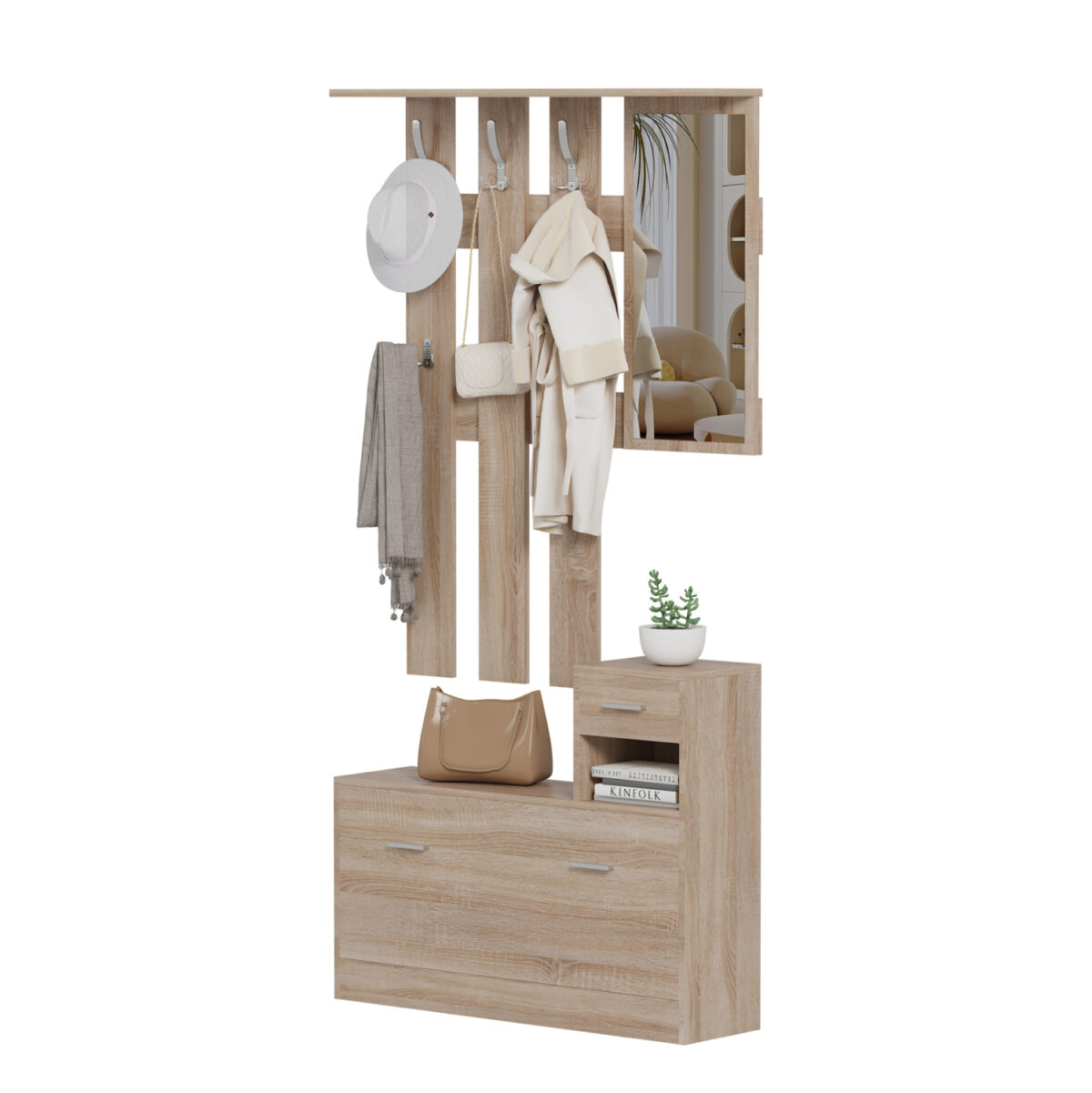 ΕΠΙΠΛΟ ΕΙΣΟΔΟΥ ΜΕ ΚΑΘΡΕΦΤΗ GORN LH10.2473.01 ΜΕΛΑΜΙΝΗ ΣΕ ΣΟΝΑΜΑ 90x24x190Υεκ - Image 4