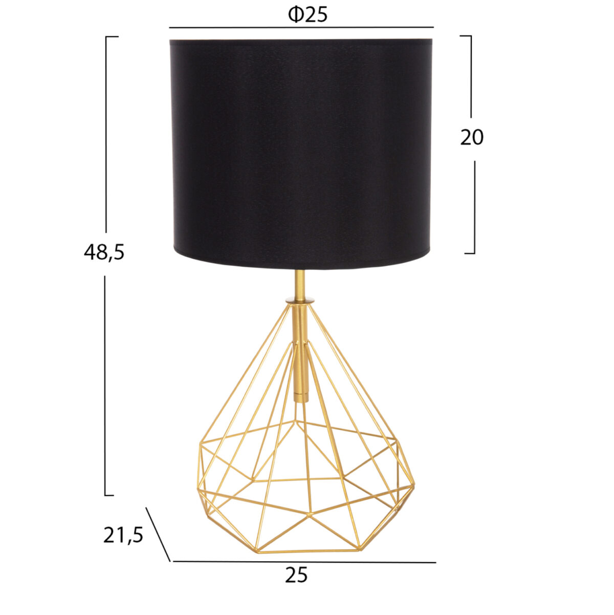 ΕΠΙΤΡΑΠΕΖΙΟ ΦΩΤΙΣΤΙΚΟ GEILO LH10.7416.12 ΧΡΥΣΟ ΜΕΤΑΛΛΙΚΟ--ΜΑΥΡΟ PVC ΚΑΠΕΛΟ Φ25x48,5Υεκ. - Image 2