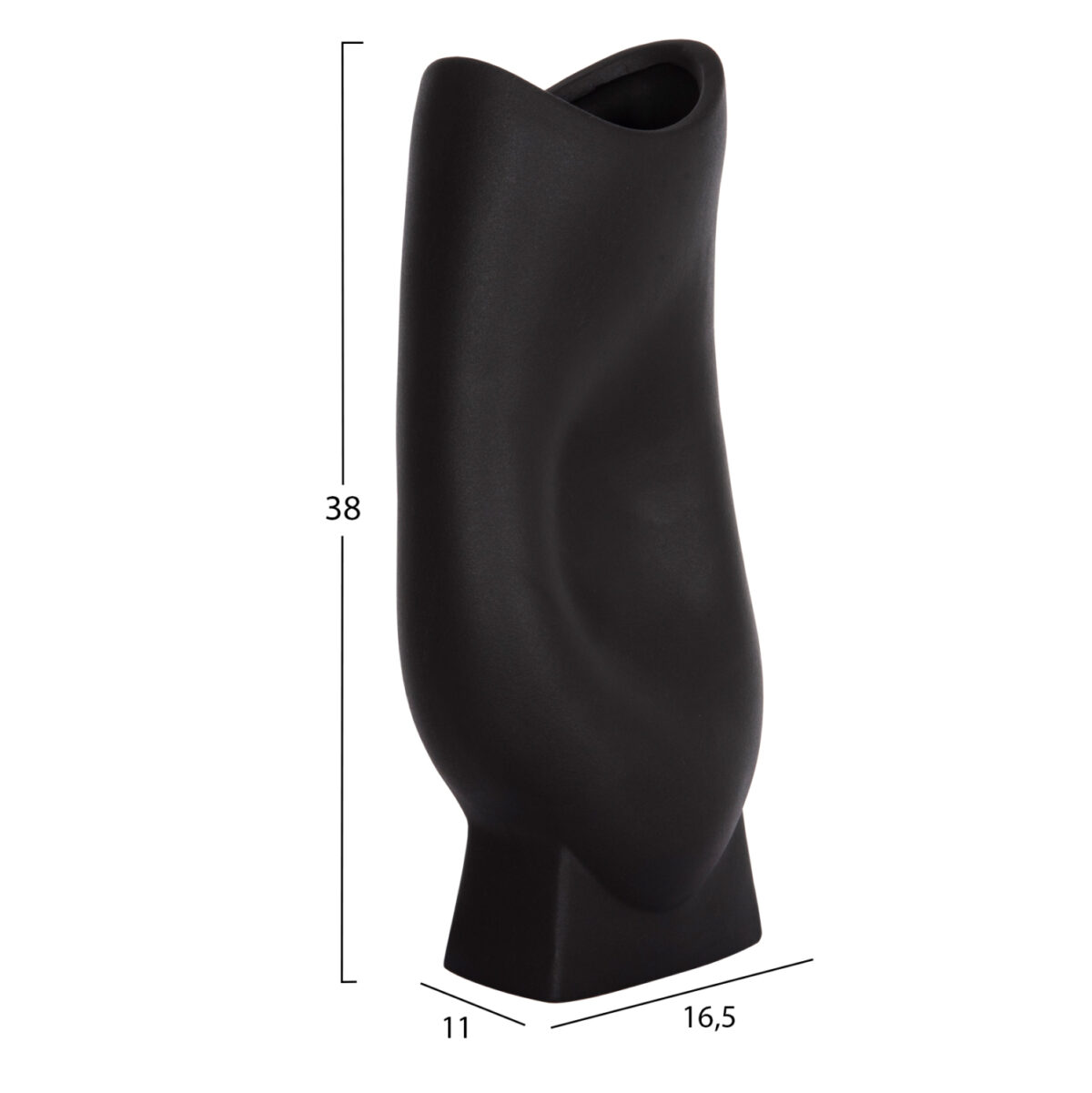 ΕΠΙΤΡΑΠΕΖΙΟ ΚΕΡΑΜΙΚΟ ΔΙΑΚΟΣΜΗΤΙΚΟ ΣΕΙΡΑ GLAΖΕ LH10.4609.02 ΜΑΥΡΟ ΜΑΤ 16.5x11x38Υεκ - Image 2