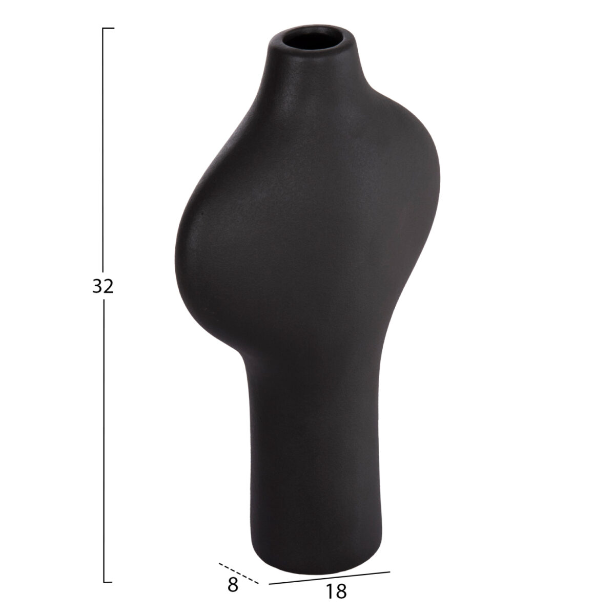 ΕΠΙΤΡΑΠΕΖΙΟ ΚΕΡΑΜΙΚΟ ΔΙΑΚΟΣΜΗΤΙΚΟ ΣΕΙΡΑ ARKEN LH10.4621.02 ΜΑΥΡΟ ΜΑΤ 18,5x8,5x32Υεκ - Image 2