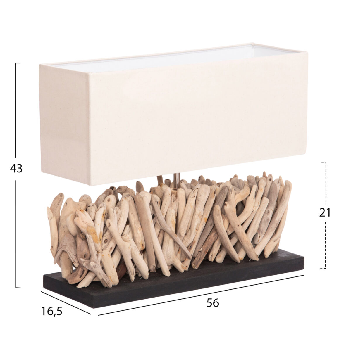 ΕΠΙΤΡΑΠΕΖΙΟ ΟΡΘΟΓΩΝΙΟ ΦΩΤΙΣΤΙΚΟ TWIGGY LH10.4434 DRIFTWOOD & ΛΕΥΚΟ ΚΑΠΕΛΟ 56x16.5x43Υεκ. - Image 2