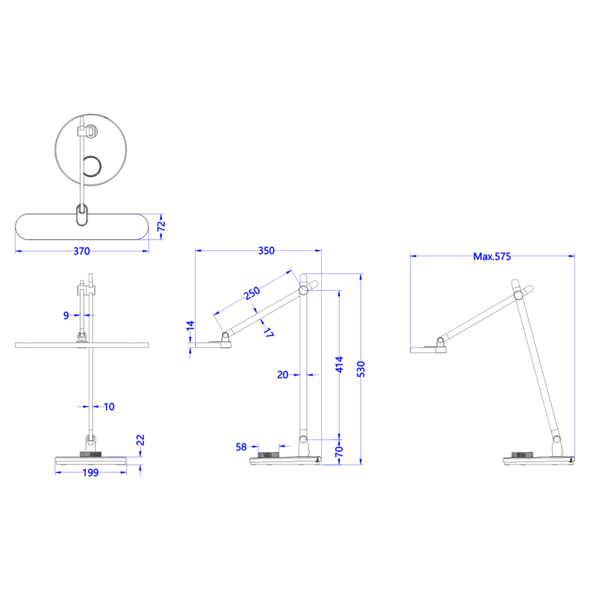 ΦΩΤΙΣΤΙΚΟ ΓΡΑΦΕΙΟΥ LED BLAIN PRO LH10.4446.08 ΑΣΗΜΙ ΒΑΣΗ ABS-ΑΣΗΜΙ ΑΛΟΥΜΙΝΙΟ 57,5x53Υεκ - Image 2