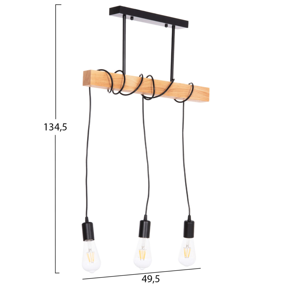 ΦΩΤΙΣΤΙΚΟ ΟΡΟΦΗΣ 3-ΦΩΤΟ VOLKS LH10.4658 ΜΕΤΑΛΛΟ-ΞΥΛΟ 49,5x5x134,5Υεκ. - Image 2