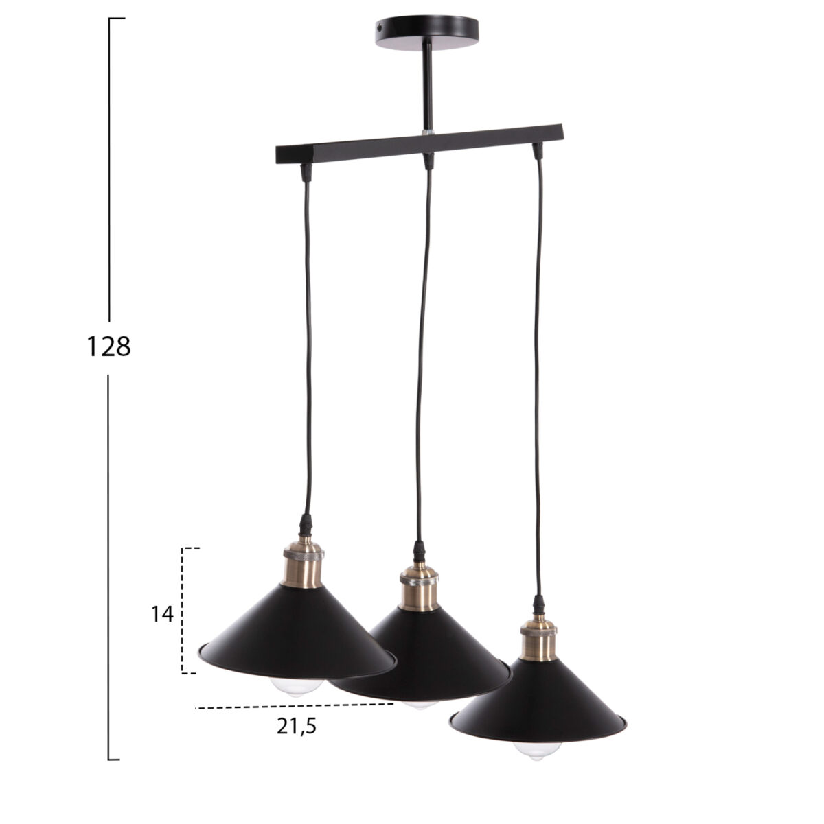 ΦΩΤΙΣΤΙΚΟ ΟΡΟΦΗΣ 3ΦΩΤΟ BELL LH10.7533.11 ΜΑΥΡΟ ΜΕΤΑΛΛΟ-ΧΑΛΚΙΝΟ ΝΤΟΥΙ Φ21,5x128Υεκ. - Image 2