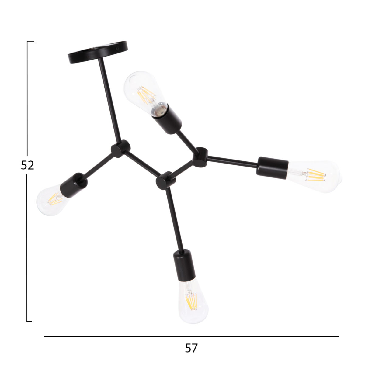 ΦΩΤΙΣΤΙΚΟ ΟΡΟΦΗΣ 4-ΦΩΤΟ LIGHTY LH10.7405.11 ΜΕΤΑΛΛΟ ΣΕ ΜΑΥΡΟ 57x5x52Υεκ. - Image 2
