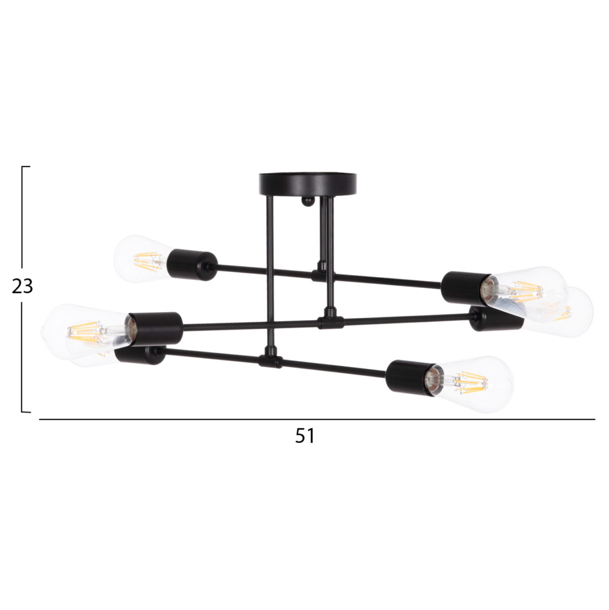 ΦΩΤΙΣΤΙΚΟ ΟΡΟΦΗΣ ΠΟΛΥΦΩΤΟ LIGHTY LH10.7427.11 ΜΕΤΑΛΛΟ ΣΕ ΜΑΥΡΟ 51x51x23Υεκ. - Image 2