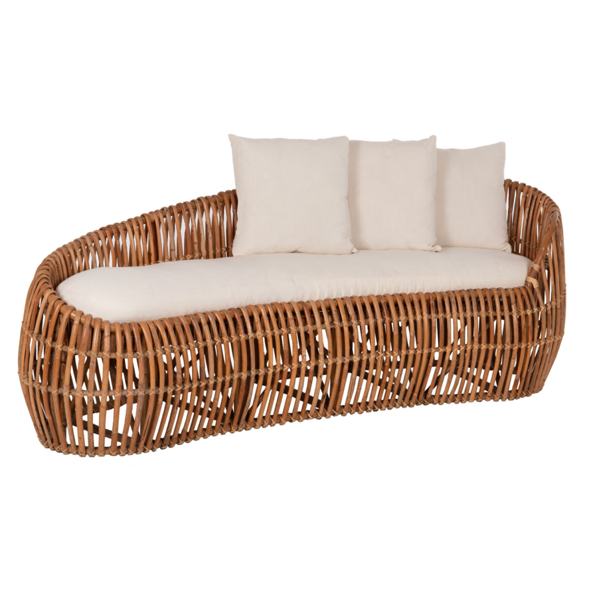 ΚΑΝΑΠΕΣ-ΑΝΑΚΛΙΝΤΡΟ LANTRY LH10.5991 ΦΥΣΙΚΟ RATTAN- ΛΕΥΚΑ ΜΑΞΙΛΑΡΙΑ 215x60x78Yεκ. - Image 1