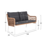 ΚΑΝΑΠΕΣ ΕΞ.ΧΩΡΟΥ BAFFIN LH10.6054.01 ΑΛΟΥΜΙΝΙΟ ΛΕΥΚΟ-ΣΥΝΘ.RATTAN ΜΠΕΖ-ΑΝΘΡΑΚΙ ΜΑΞΙΛΑΡΙΑ - Image 2