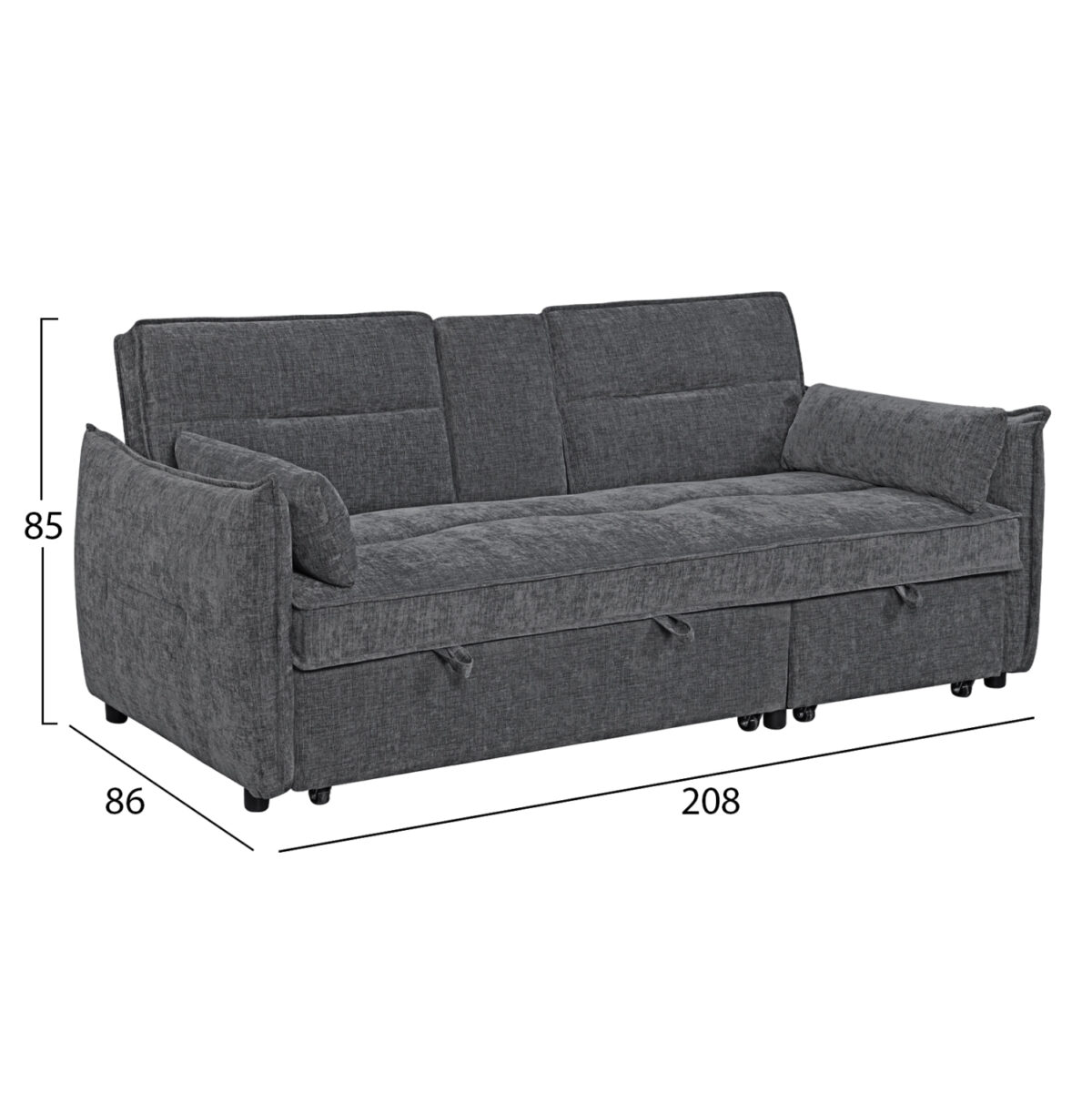 ΚΑΝΑΠΕΣ ΚΡΕΒΑΤΙ 2-ΘΕΣΙΟΣ VELAR LH10.3305.01 ΓΚΡΙ ΥΦΑΣΜΑ 208x86x85Υεκ. - Image 3