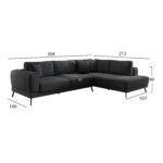 ΚΑΝΑΠΕΣ ΚΡΕΒΑΤΙ ΔΕΞΙΑ ΓΩΝΙΑ ZENORA LH10.3337.01R ΣΚΟΥΡΟ ΓΚΡΙ ΥΦΑΣΜΑ 303x214x80Υεκ - Image 2