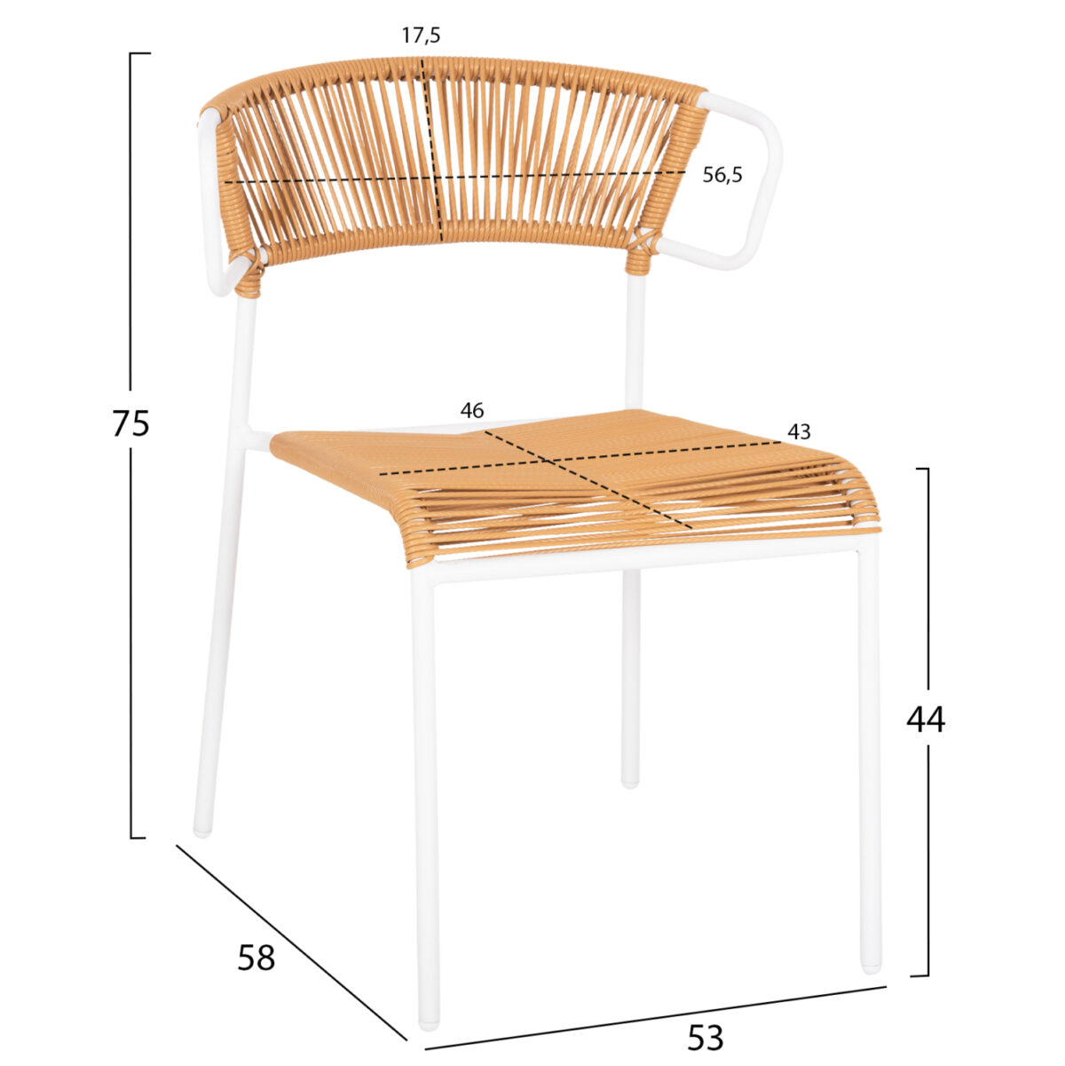 ΚΑΡΕΚΛΑ SUKI LH10.6053.01 ΜΕΤΑΛΛO ΛΕΥΚΟ KAI ΣΥΝΘ. RATTAN ΣΕ ΦΥΣΙΚΟ 54x62x80Υεκ - Image 2