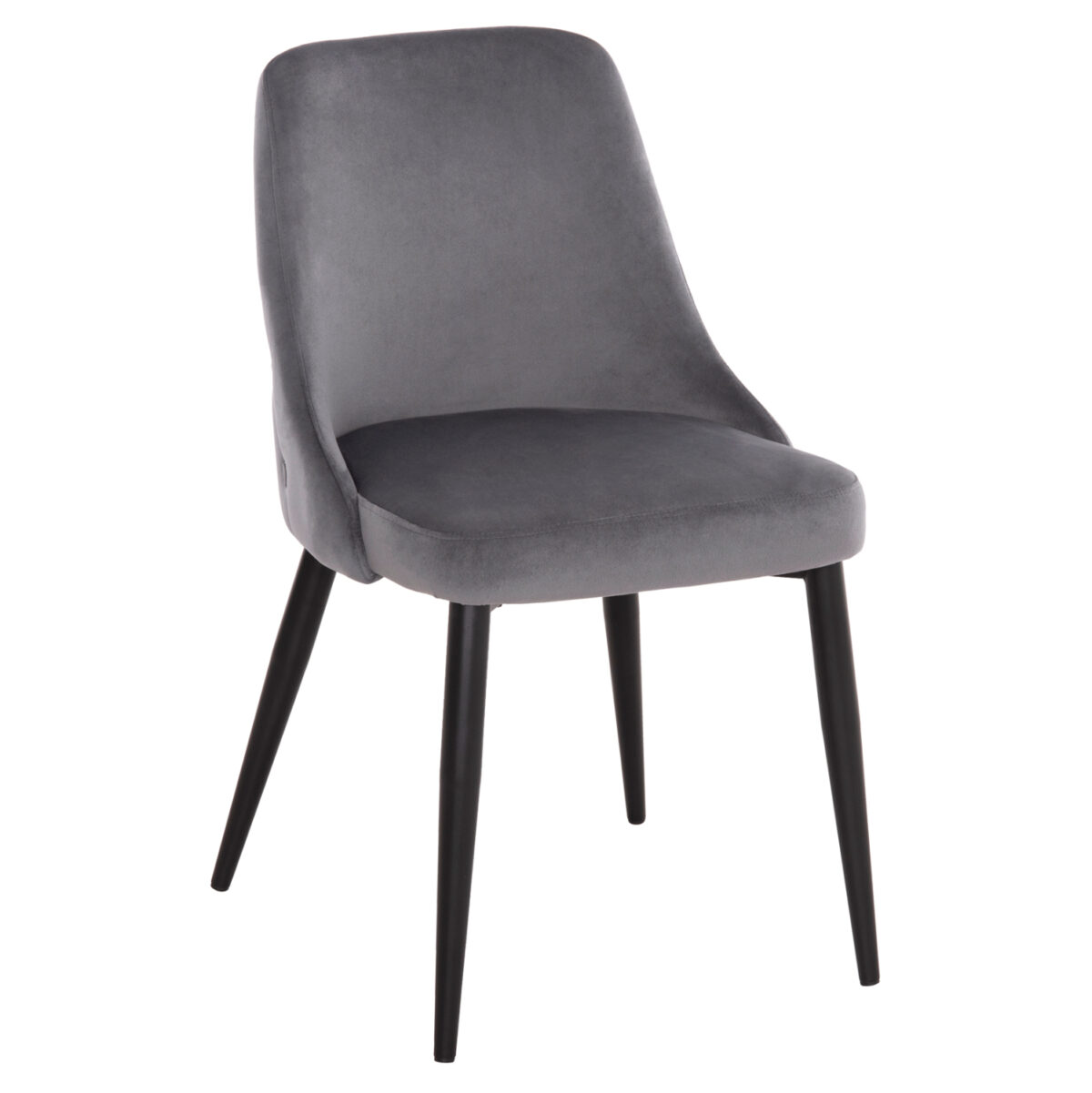 karekla-fb9852711-beloydo-gkri-me-mayra- ΚΑΡΕΚΛΑ SERENITY LH10.8527.11 ΒΕΛΟΥΔΟ ΓΚΡΙ ΜΕ ΜΑΥΡΑ ΜΕΤΑΛΛΙΚΑ ΠΟΔΙΑ 51x54x83,5Υεκ. - Image 1