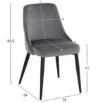 ΚΑΡΕΚΛΑ SERENITY LH10.8527.11 ΒΕΛΟΥΔΟ ΓΚΡΙ ΜΕ ΜΑΥΡΑ ΜΕΤΑΛΛΙΚΑ ΠΟΔΙΑ 51x54x83,5Υεκ. - Image 2